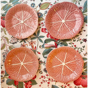 Light Pink Bordallo Pinheiro Cabbage Plates (Salad/Dessert 7.5 in)